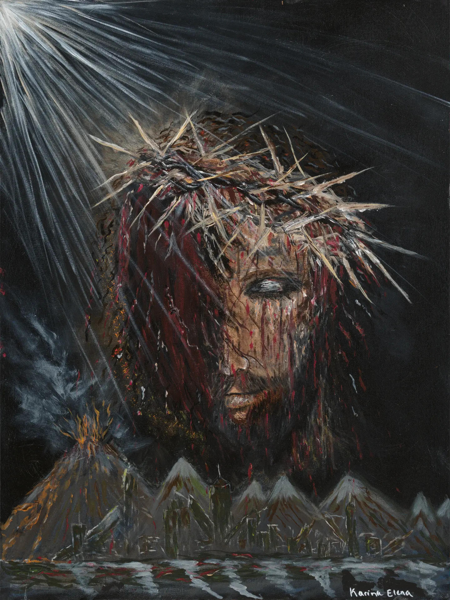 Man of Sorrows — It Is Finished, 2026 — Acrylic on canvas
